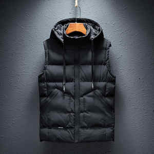 2024 hommes mode chaude hiver coupe-vent à capuche veste sans manches solide gilet avec poches décontractées grande taille imperméable gilet - Product Image 4