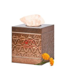 Dispensador de pañuelos martillados, mesa de comedor, servilletero decorativo, soporte, caja de pañuelos, Metal, latón, acabado antiguo - Product Image 5