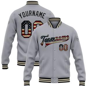 Vente en gros dans l'industrie directe de bombardier décontracté pour l'hiver blanc rouge-doré veste bicolore Varsity Letterman à snap complet - Product Image 5