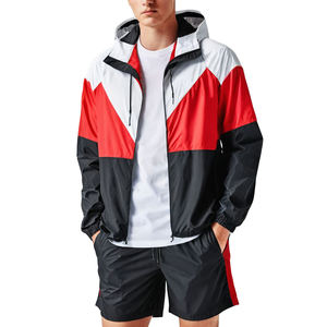 Conjunto de pantalones cortos cortavientos de color sólido para hombre, trajes de lluvia impermeables de corte holgado, chaqueta con cremallera, ropa de calle, pantalones cortos, conjuntos cortavientos para hombre - Product Image 1