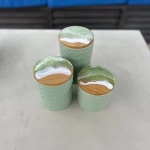 Modern Resin Jar Set with Lid Handmade Storage Container in Natural Color - Product Image 6