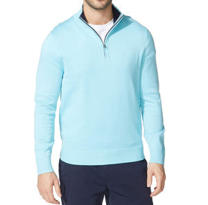 Pull d'automne à manches longues tricoté en coton 100% pour hommes Pull personnalisé à col montant avec fermeture éclair - Product Image 5