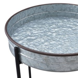Table d'appoint en métal pour plantes, Table d'appoint galvanisée avec plateau amovible, Table d'accent ronde, pour l'extérieur et l'intérieur - Product Image 6
