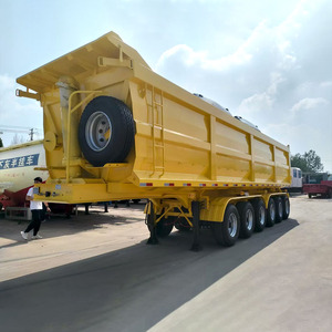 Semi-<span class=keywords><strong>remorque</strong></span> benne basculante en acier à 6 essieux en forme de U, capacité de 60 tonnes et suspension mécanique - Product Image 3