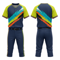 Ensemble de maillots de baseball en maille respirante 2026 avec impression par transfert thermique, logo d'équipe personnalisé, nom et numéro, léger, vente en gros, col en V, unisexe