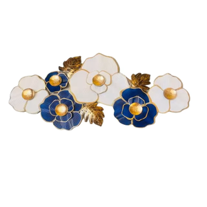 Arte de pared de metal de hoja azul decorativa, pieza de acento moderno perfecta para interiores minimalistas y de lujo hechos a mano de La India - Product Image 6