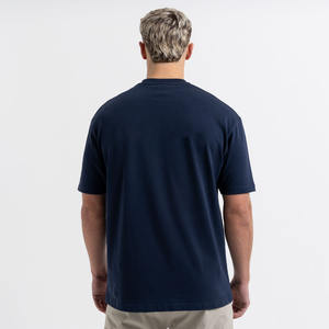 T-shirts vierges de gymnastique en coton pour hommes bleu marine surdimensionné et lourd T-shirt à col rond de grande taille vente en gros - Product Image 1