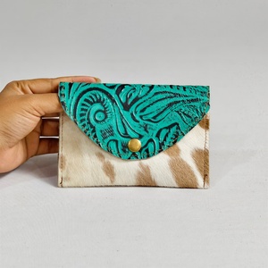 Most Trendy Rock Style Floral Leather Purse <b>Wallet</b> Genuine Cowhide Leather Clutch Handmade Western Style Factory Prices - Product Image 1