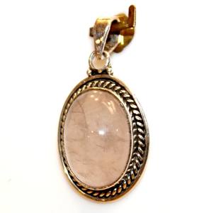<b>Top</b> Selling Indian Handcrafted 925 Sterling Silver 925 Pendant <b>Rose</b> Quartz Bezel Setting Oval Cabochon Gemstone Jewelry Charming - Product Image 1