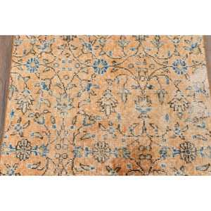 Vintage Turkish Rug, 2.4x5 ft Small Rug, <b>Yellow</b> Blue Ikat <b>Wool</b> Rug - Product Image 3