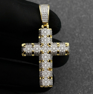 18K Solid Gold 925 Sterling <b>Silver</b> VVS Diamond Iced Custom VVS <b>Cross</b> Pendant HipHop Style Moissanite for <b>Men</b> - Product Image 1