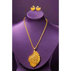 Compra collar pendientes conjunto con chapado en oro de 22 quilates diseño premium collar pendientes conjunto para mujer usar joyería - Product Image 1