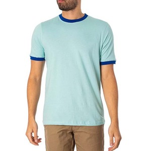 Vente en gros de T-shirt 100% coton du fabricant T-shirt à manches courtes et col en O contrasté T-shirt de sonnerie pour vêtements pour hommes grande taille d'été - Product Image 1