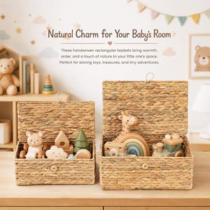 Hot Selling Handmade Eco-Friendly Water Hyacinth Decor <b>Egg</b> Tray <b>Basket</b> Zipper Closure Laundry Storage Organizer Square Rectangle - Product Image 6