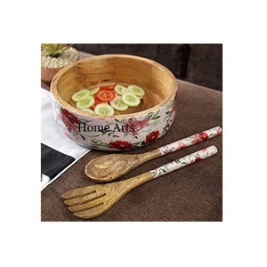 Bol à nourriture en bois de qualité supérieure, design classique, forme ronde, pour salades, fruits, idéal pour les mariages, les fêtes et les événements. - Product Image 2