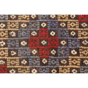 Tapis turc vintage 5,8x8,2 pieds, grand tapis, tapis en laine abstrait rouge et bleu - Product Image 4