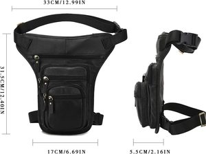 Riñonera multifunción de cuero genuino para hombres y mujeres, riñonera de pierna caída para motocicleta, bandolera de cuero genuino - Product Image 3
