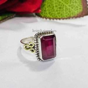 Bague statement en argent sterling 925 faite à la main, pierre précieuse rubis rouge, best-seller, style classique, bijoux pour femmes pour les mariages et les fêtes - Product Image 3