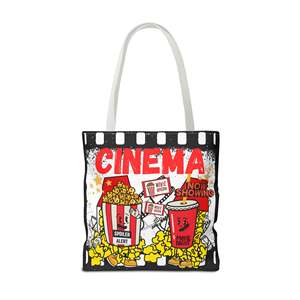 Borsa Tote Essenziale per Serata Cinema con Chiusura Aperta e Design Popcorn e Film per Uso Cinematografico - Product Image 5