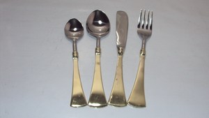 Hot Premium <b>Gold</b> Fancy <b>Cutlery</b> Flatware <b>Set</b> Simple Classic Look Luxury Knife Spoon, Fork Tableware Server <b>Set</b> for Home and Hotel - Product Image 4