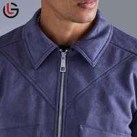 GLOBAL LEATHER Nouvelle Veste d'Hiver Moderne en Cuir PU et Daim, Style Rétro Moto, Col Montant, Tissu Toile, Bomber Respirant pour Homme