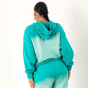 ชุดวอร์มกางเกงมีฮู้ดสำหรับผู้หญิงใส่ได้ทั้งชายและหญิงชุดเสื้อผ้าสองชิ้นย้อมสี500 GSM - Product Image 3