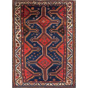 Tapis en laine noué à la main Kiaan Paem-169 bleu, 9x12, rectangulaire, géométrique abstrait, motif puzzle, pour l'entrée, le couloir ou la chambre - pour embellir votre intérieur - Product Image 1