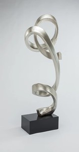 Sculpture abstraite moderne en aluminium et métal argenté Décoration artistique Statue de sol pour bureau à domicile Sculpture moderne polie - Product Image 3