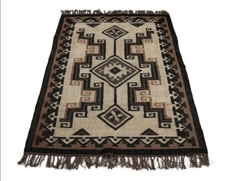 Esportatore all'ingrosso tessuto a mano navetta lana juta Kilim tappeto decorazione esterna divano divano tavolo ricamato tappeto tribale