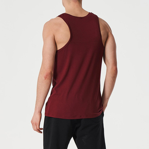 Camisetas sin mangas musculosas informales con cuello redondo de algodón 100% de alta calidad para hombre, camisetas sin mangas con estampado alto de talla grande y tinte liso de Color sólido al por mayor - Product Image 2