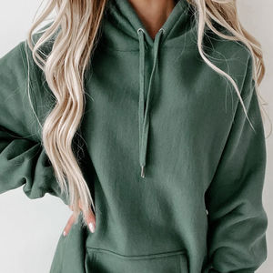 Sweat à capuche long surdimensionné personnalisé pour femmes mode hiver pull doux coton polaire chaud confortable coupe ample épaule tombante - Product Image 6