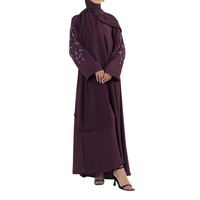 Offre Spéciale : Abaya Élégante de Dubaï pour Femme – Respirante, Séchage Rapide, Légère, Broderie Florale, Col en V, Longueur Ras du Sol, Manches Longues, Grandes Tailles