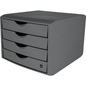 Boîte de rangement en plastique gris clair avec butée de tiroir 4 tiroirs H215 X L265 X P332 mm HELIT - Product Image 1