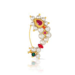 Divya <b>Gold</b> Plated Nath for Women Wedding Party - Product Image 3