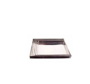 ถาดสแตนเลสสตีลทรงสี่เหลี่ยมสำหรับอาหารสไตล์อินเดียใช้ซ้ำได้ถาดเสิร์ฟโลหะ - Product Image 2