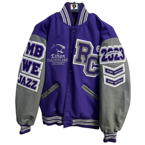 Chaquetas Varsity de Béisbol con Letras Bordadas en Chenilla de Lana Personalizadas, Extra Grandes, para Hombre, Invierno, Blanco y Negro - Product Image 3