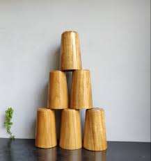 Chope à bière en bois naturel de haute qualité, style américain, avec poignée, pour les fêtes, la maison, l'hôtel, jus, élégante, tendance, texture bois - Product Image 2