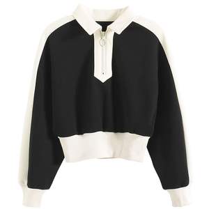 เสื้อสเวตเตอร์แบบสวมหัวสำหรับเด็กผู้หญิงเสื้อสเวตเตอร์แบบสวมหัวแขนยาวสีดำผ้าฝ้ายออกแบบได้ตามต้องการ - Product Image 1