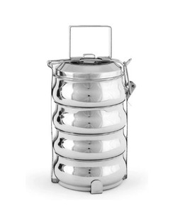 Boîte Tiffin à 4 compartiments en acier inoxydable durable Boîte à bento de style indien pour le déjeuner du ventre Cadeaux scolaires 7x4 de qualité alimentaire - Product Image 1