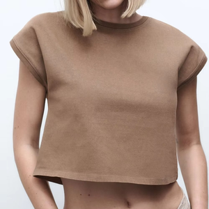 Camiseta corta de manga corta con cuello redondo de alta calidad para mujer Último diseño Precio asequible Camiseta con logotipo personalizado para mujer - Product Image 2