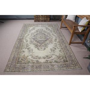 พรมขนาด 5.4x9.1 ฟุต, พรมตุรกีโบราณ, พรมขนสัตว์สีเทาแบบปะติดปะต่อ - Product Image 3