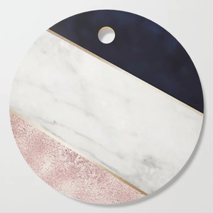 Planche à découper en bois d'acacia marbré au design classique Planche à découper rectangulaire écologique pour aliments cuits au fromage Poignée de cuisine - Product Image 3