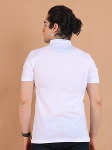 T-shirt confortable à manches mi-longues et col mandarin pour homme, 100% coton, polyvalent, à porter au quotidien, décontracté et semi-formel - Product Image 6