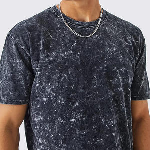 Camiseta Vintage de lavado ácido para hombre 260gsm 100% algodón ancho cuadrado corto recortado patrón sólido diseño en blanco de Bangladesh - Product Image 4