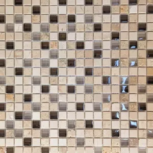 Carreau de mosaïque en pierre de travertin de style moderne pour salle de bain hôtel décoration murale et piscine pour murs intérieurs motif carré - Product Image 1