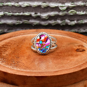 Natural Orange Dahlia Copper Oyster Bezel Setting Oval 925 Sterling Silver Trendy Bohemian Wedding Anniversary Gift <b>Ring</b> for - Product Image 6