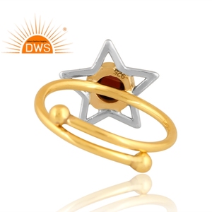 แหวนพลอยโกเมนธรรมชาติชุบทอง18K ทำจากทองเหลืองของขวัญสำหรับผู้หญิง - Product Image 2