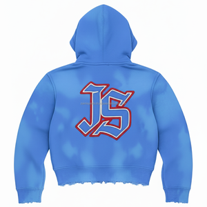 Sweat à capuche zippé pour femme 360 GSM Tissu polaire de coton bleu doux Tie Dye Qualité supérieure Logo personnalisé Broderie basiques hoodies - Product Image 2