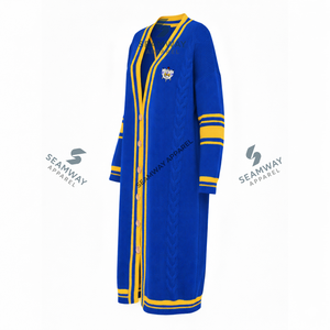 เสื้อคลุมไหมพรมยาวแบบถักลายเคเบิลสำหรับผู้หญิง ยี่ห้อ Sigma Gamma Rho Sorority SGRho ทำจากอะคริลิก - Product Image 2