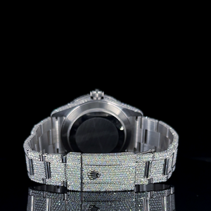 นาฬิกาแฟชั่นสีขาวสำหรับผู้ชายมีจอแสดงผลแบบแอนะล็อกและไรน์สโตนแวววาว - Product Image 4